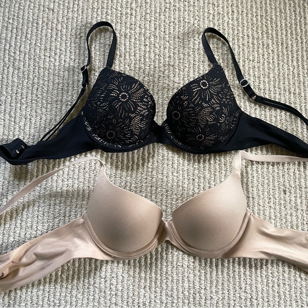 Aerie Sunnie Demi Push Up Blossom Lace Bra + Nude